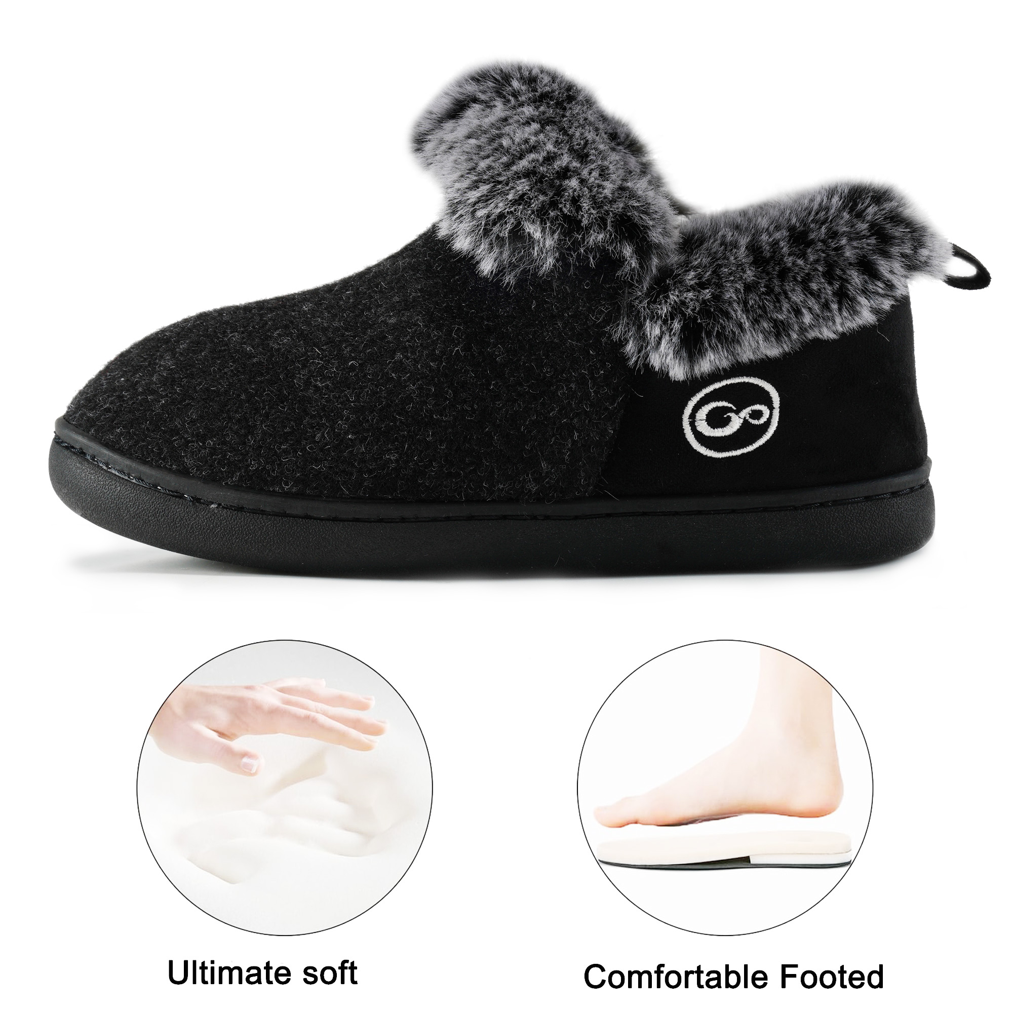 Ecetana Women's Fuzzy Memory Foam Closed Back Slippers photo 5