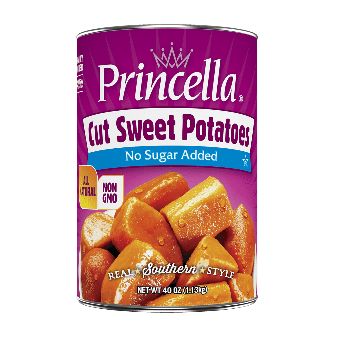 Princella Canned Cut Sweet Potatoes, No Sugar Added, 40 oz