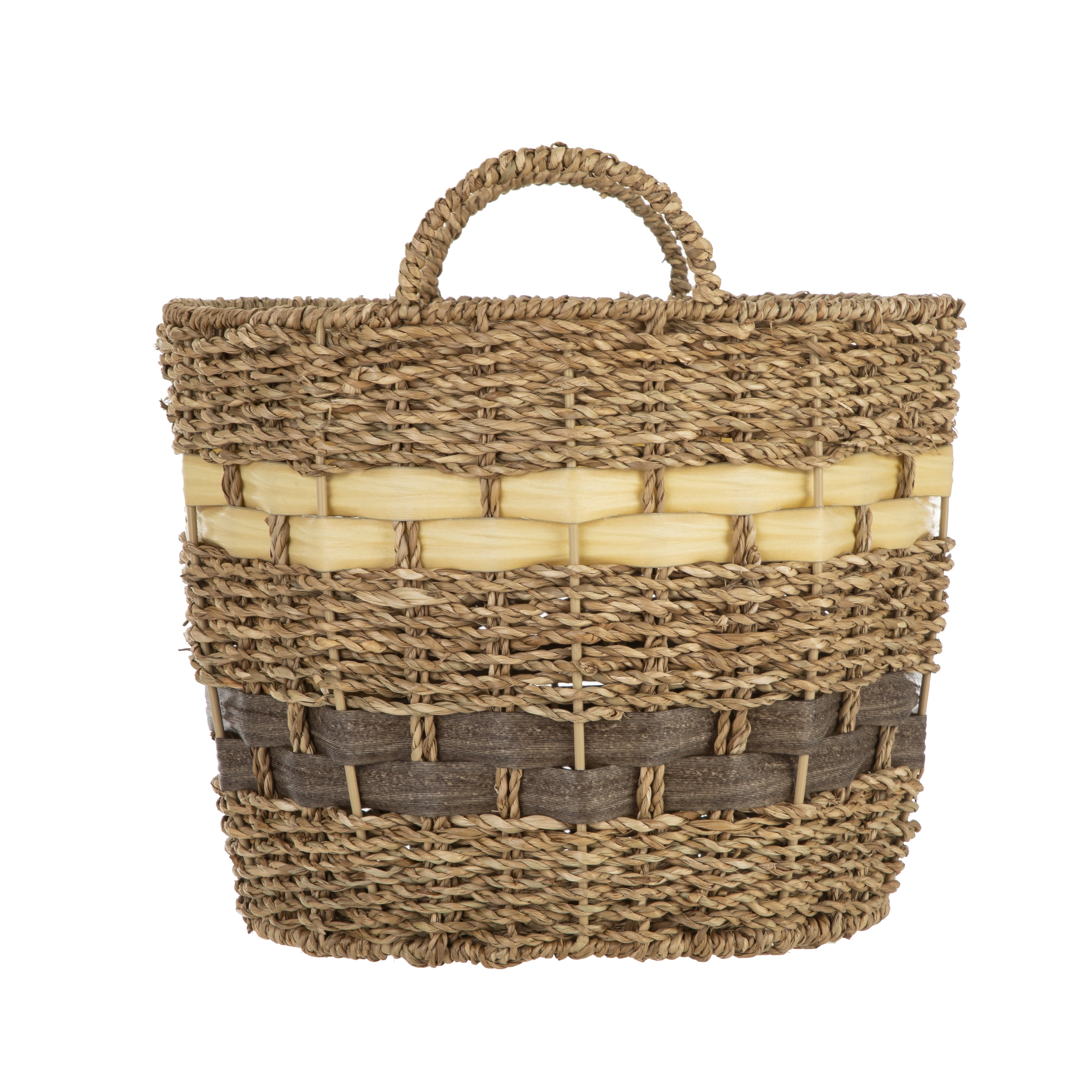 Homezone Brown and Yellow Handwoven Seagrass Basket