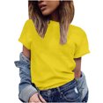 thumbnail image 3 of ALLLIST Womens Tops Summer Short Sleeve Yellow Crew Neck Loose Floral Blouses Pleated Blouses & Button-Down Shirts, 3 of 5