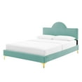 thumbnail image 1 of Platform Bed Frame, Twin Size, Blue, Velvet, Modern Contemporary, Bedroom Master Guest Suite Room, 1 of 10