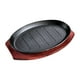 thumbnail image 1 of Plato para freír filetes a la plancha con bandeja de bambú, plato para servir, plato caliente, filete chisporroteante 8 pulgadas, 1 of 9