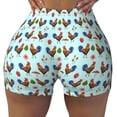 thumbnail image 2 of Gukieu Roosters And Plants Print Women's Sports Shorts, Elastic Waist High Stretch Running Yoga Gym Sweatpants-XX-Large, 2 of 8
