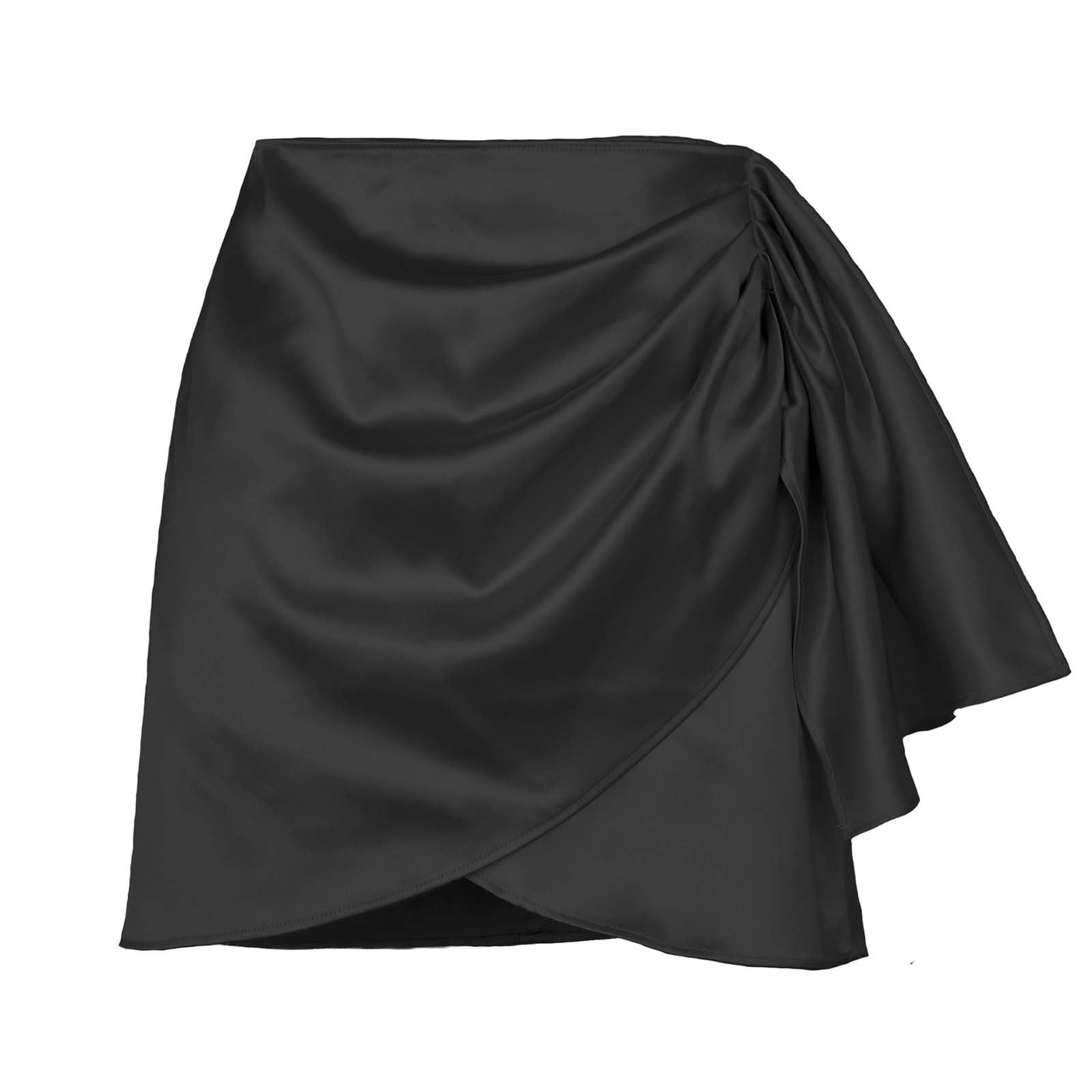 Satin Skirts for Women Casual High Waisted Solid Color Tie