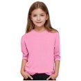 thumbnail image 4 of Maean Kids Girls 3/4 Sleeve Blouse 2025 Crewneck Ribbed Tees Causal Loose Shirts for Girl 5-13 Years, 4 of 6