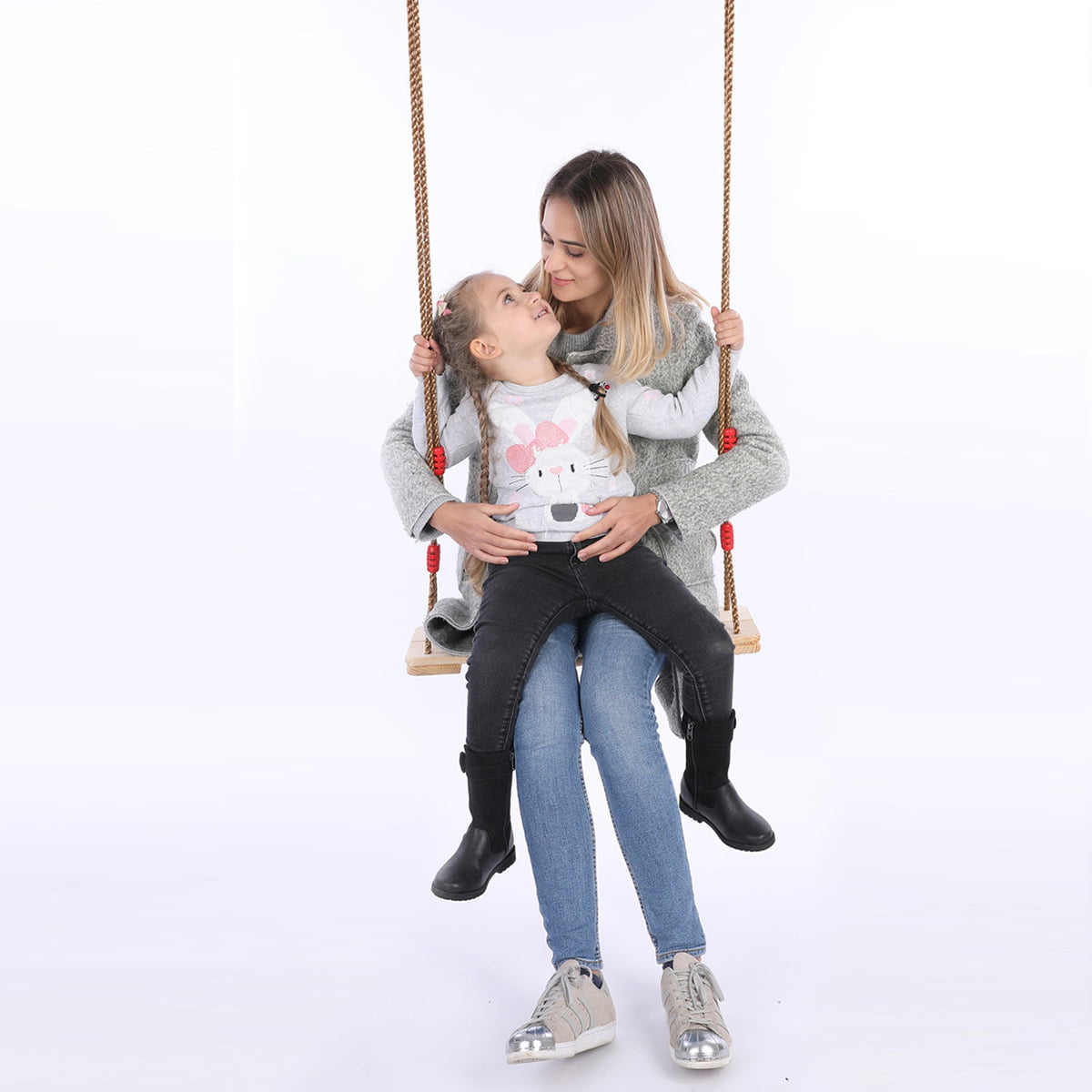 150KG Load-Bearing Wooden Swings Seat Child Adult Indoor Outdoor Yard Swing Play 