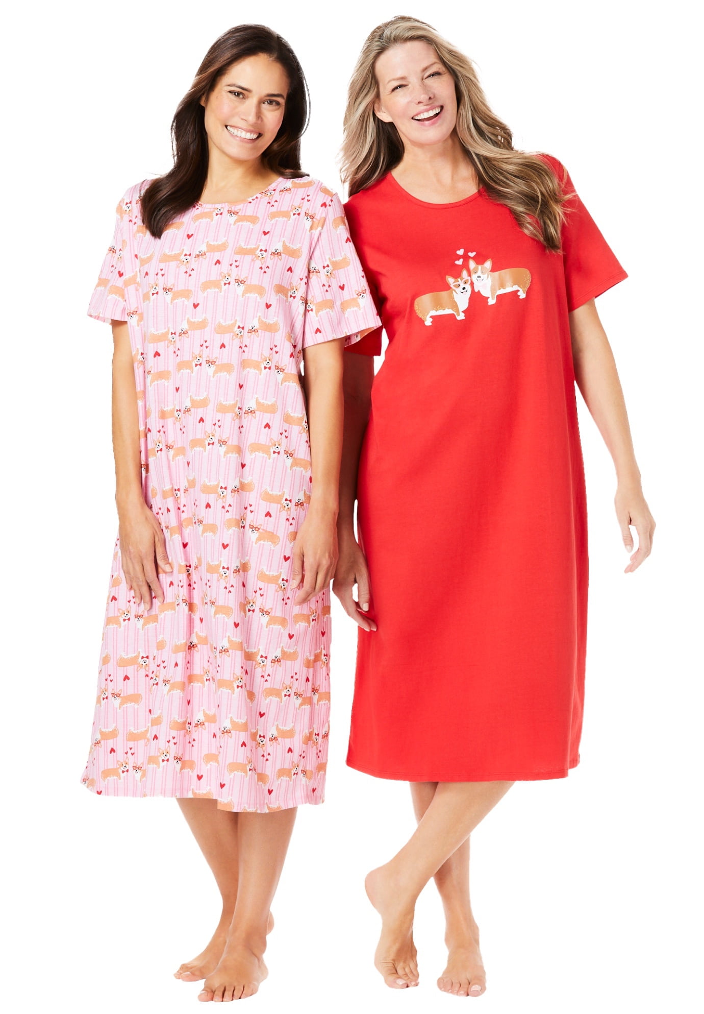 Dreams & Co. Women's Plus Size 2Pack Long Sleepshirts Nightgown