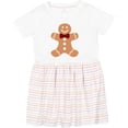thumbnail image 3 of Inktastic Cute Gingerbread Man with Red Plaid Bowtie Girls Toddler Dress, 3 of 5