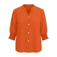 thumbnail image 6 of Tops for Women 3/4 Quarter Sleeve Button Up Cardigan Jacket V-neck Top Orange S, 6 of 6