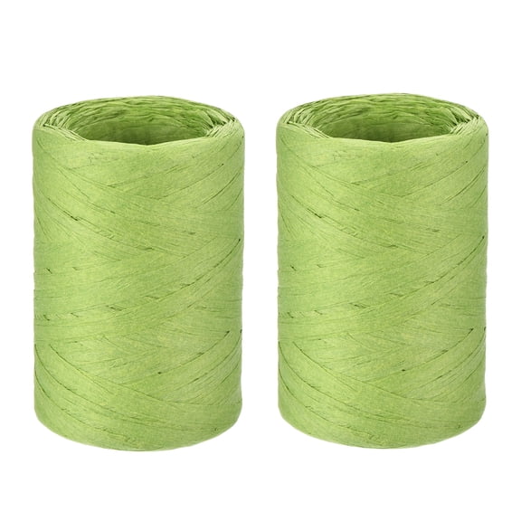 Raffia Paper Ribbon 98 Yard Raffia String Paper Rope Handmade Paper Craft Cord Bright Green / 2 Pcs
