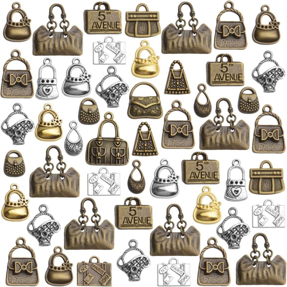 100g(About 30-60pcs) Antique Handbag Women Bag Pendants Creative Purse Charms Pendant Crafts for Birthday Gifts Bracelet Necklace Earring Jewelry Making