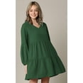 thumbnail image 2 of Made by Johnny Women's Casual Long Sleeve V-Neck Loose Flowy Swing Shift Dress XL GREEN, 2 of 5