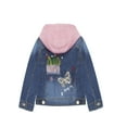 thumbnail image 2 of KIDSCOOL SPACE Little Girl Pink Detachable Hood Flower Embroidered Jean Jacket,Pink Cap,2-3 Years, 2 of 7