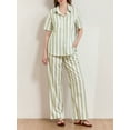 thumbnail image 6 of Yunliwuli Women's 2 Piece Pajama Set, Striped Short Sleeve Button Down Shirt Elastic Waist Pants for Summer, 6 of 9