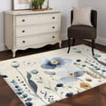 thumbnail image 3 of 3'x5' Rug for Living Room Bedroom, Spring Blue Floral Washable Area Rugs Non-Slip Carpet Mats, Vintage Garden Wildflowers Botanical Indoor Low Pile Area Rug Runner for Kitchen, Mudroom, 3 of 8