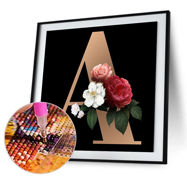 Cuadros Decorativos Pintura de diamante 5D DIY de serie de letras cuadro de Wdftyju mosaico de taladro redondo completo Kit de pared regalo del Día de San Valentín manualidades decora
