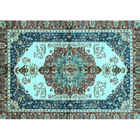 Ahgly Company Indoor Rectangle Abstract Light Blue Modern Area Rugs, 6' x 9'