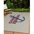 thumbnail image 3 of 4' x 6' Simply Daisy Gone Fishing Beach Style Chenille Area Rug, Maroon Red, 3 of 5