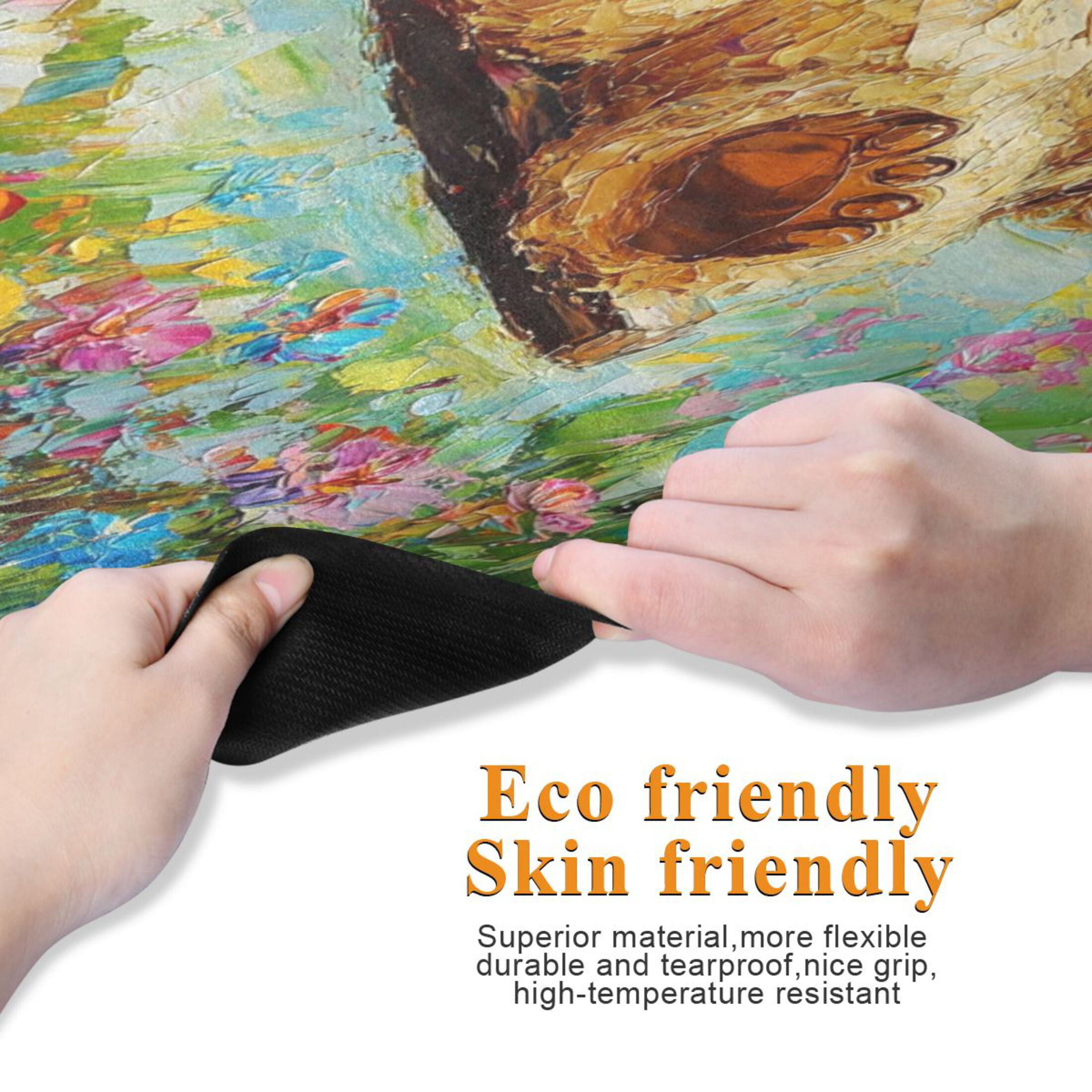 BZSMCE Yoga Mat Women Brown Bear on Swing Painting Fitness Mat