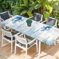 thumbnail image 2 of Blue Octopus Coastal Table Cloths for 8 Foot Rectangle Tables, Summer Beach Nautical Ocean Coral Starfish Patio Waterproof Elastic Fitted Tablecloths, Washable Rectangular Table Cover for Camping, 2 of 8