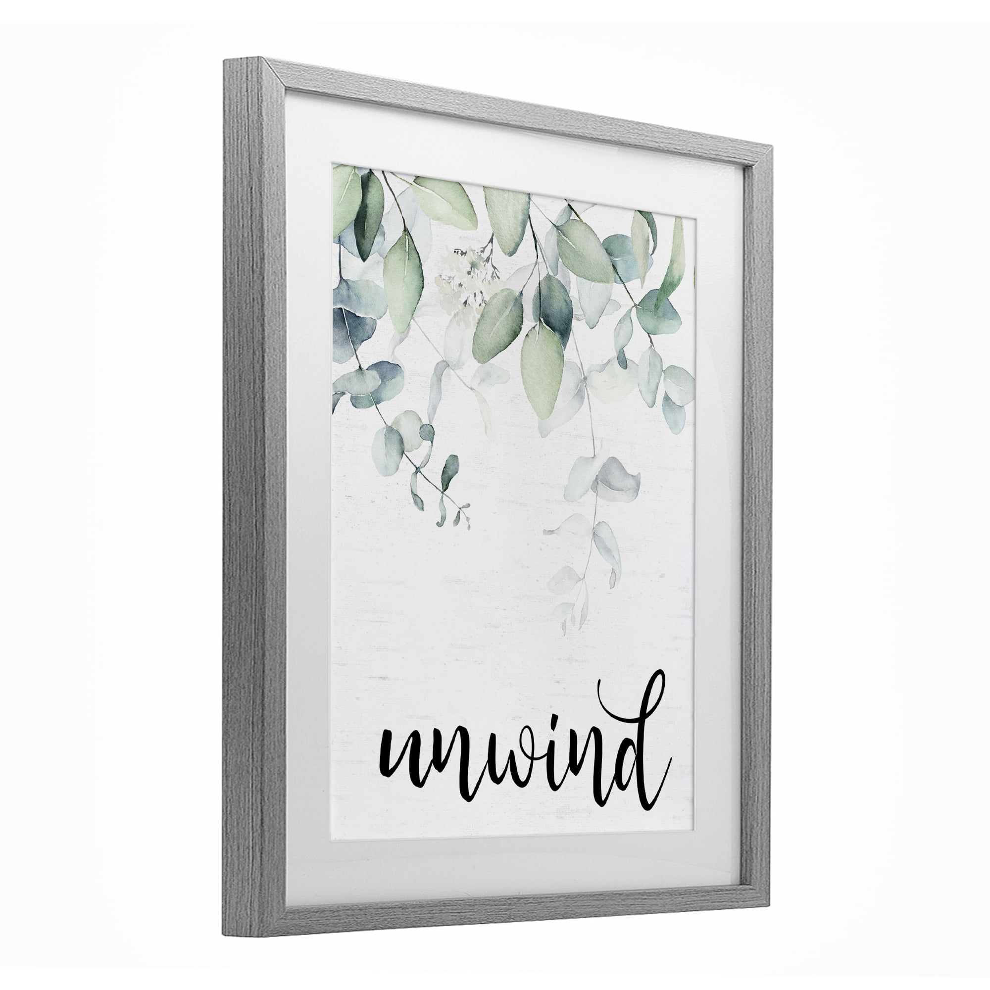 Unwind Leafy Herbs Gray Framed Print Under Glass, design by Lettered and Lined