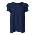 thumbnail image 4 of Womens Dressy Casual Tops 2025 Business Work Blouses Summer Shirts Short Sleeve Crew Neck Outfits, 4 of 5
