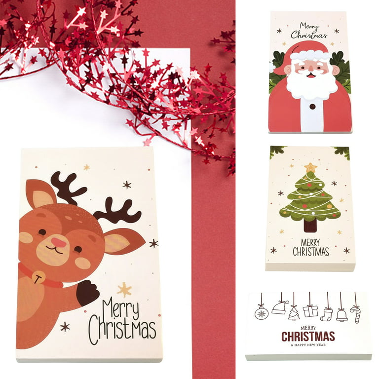 50Pcs/Set Gift Card Christmas Elements Fine Workmanship Cute Cartoon  Writable Delicate Patterns Decoration Minimalist Me