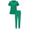 thumbnail image 3 of Scrubs for Women 2 Piece Set, Stretch Jogging Scrub Nurse Uniform Set, Comfortable Breathable Tops and Tapered Pants, 3 of 5