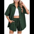 thumbnail image 1 of Conjunto de Chándal de 2 Piezas para Mujer, de Verano, con Top de Corta y Pantalones Cortos. Verde Oscuro M, 1 of 9