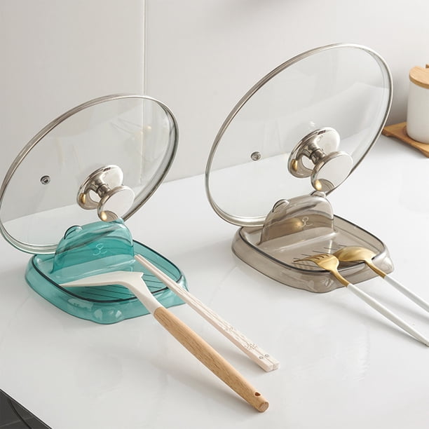Rejilla De Plástico Para Tapas De Ollas Soporte de plástico verde con forma de oso para tapas y espátulas de cocina para organizar la encimera (1 pieza) Rkxzt