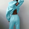 thumbnail image 6 of LYXSSBYX Womens 2 Piece Outfit for Fall Clearance Women Casual Solid Color Two Piece Long Pants Hooded Pullover Long Sleeve Sweatshirts Sets, 6 of 8