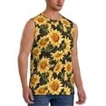 thumbnail image 2 of Xecao Vintage Black Plaid Sunflower Print Men's Tank Top: Sleek Sleeveless Tee for Casual Sports and Beach Occasions-Small, 2 of 7