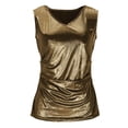 thumbnail image 5 of Mifsaly Metallic Shiny Sleeveless Tops Women V-Neck Draped Front Slim Fit Tank Top Going Out Evening Club Party Glitter Outfits L, 5 of 8