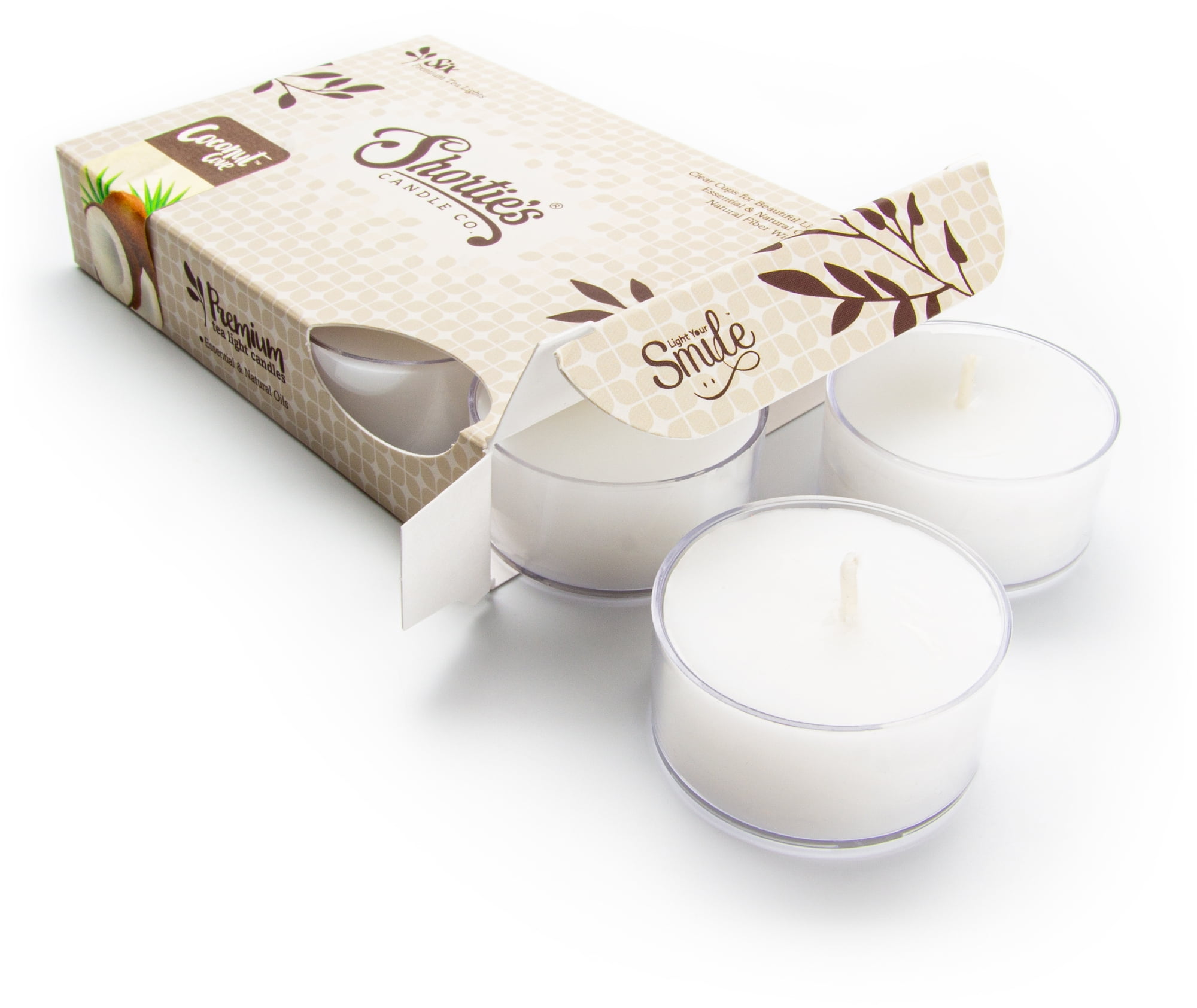 Coconut Cove Tealight Candles - 6 White Premium Scented Tea Lights - Natural Oils - Shortie's Candle Company