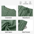 thumbnail image 5 of Weekease Woman Pajamas Set Henley Neck Long Sleeve Tops Drawstring Pants Two Piece Outfit Loungewear with Pockets, 5 of 7