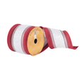 thumbnail image 1 of Vickerman Q181032 4 in. x 10 Yards Red Dupioni Ribbon with Silver Center Stripe, 1 of 1