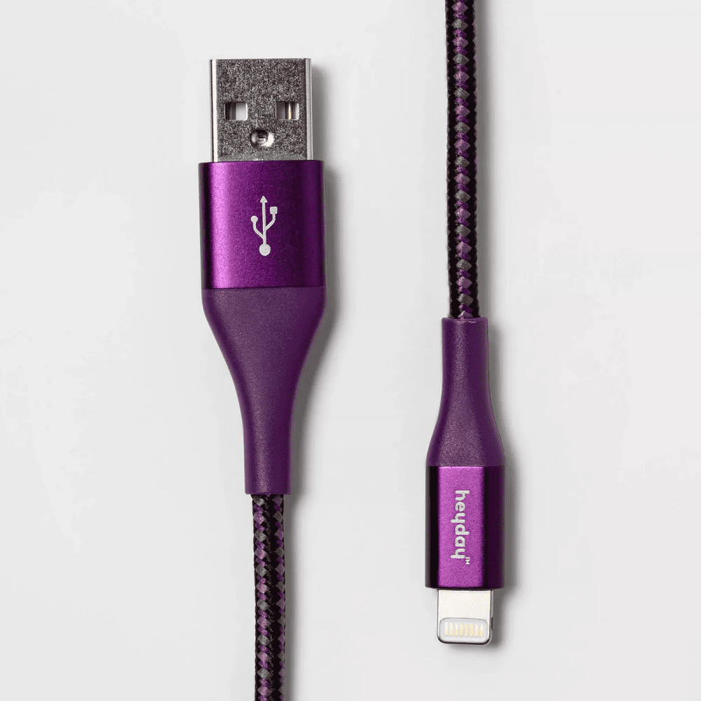 HEYDAY 6-ft Lightning to USB-A Braided Cable in Midnight Purple
