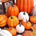 thumbnail image 4 of 7Pcs Artificial Pumpkins Fall Decoration Assorted Faux Pumpkin Cute Foam Pumpkins for Home Outside Halloween Decorating (Pink), 4 of 8