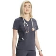 thumbnail image 4 of Cherokee Infinity Women's V-Neck Scrub Top with Kangaroo Pocket, High-Low Hem IN620A, S, Pewter, 4 of 5