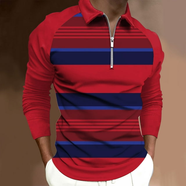 DPTALR Chemise à Col pour Hommes Imprimée Manches Décontractées Fermeture Éclair Col Rabattu Blouse