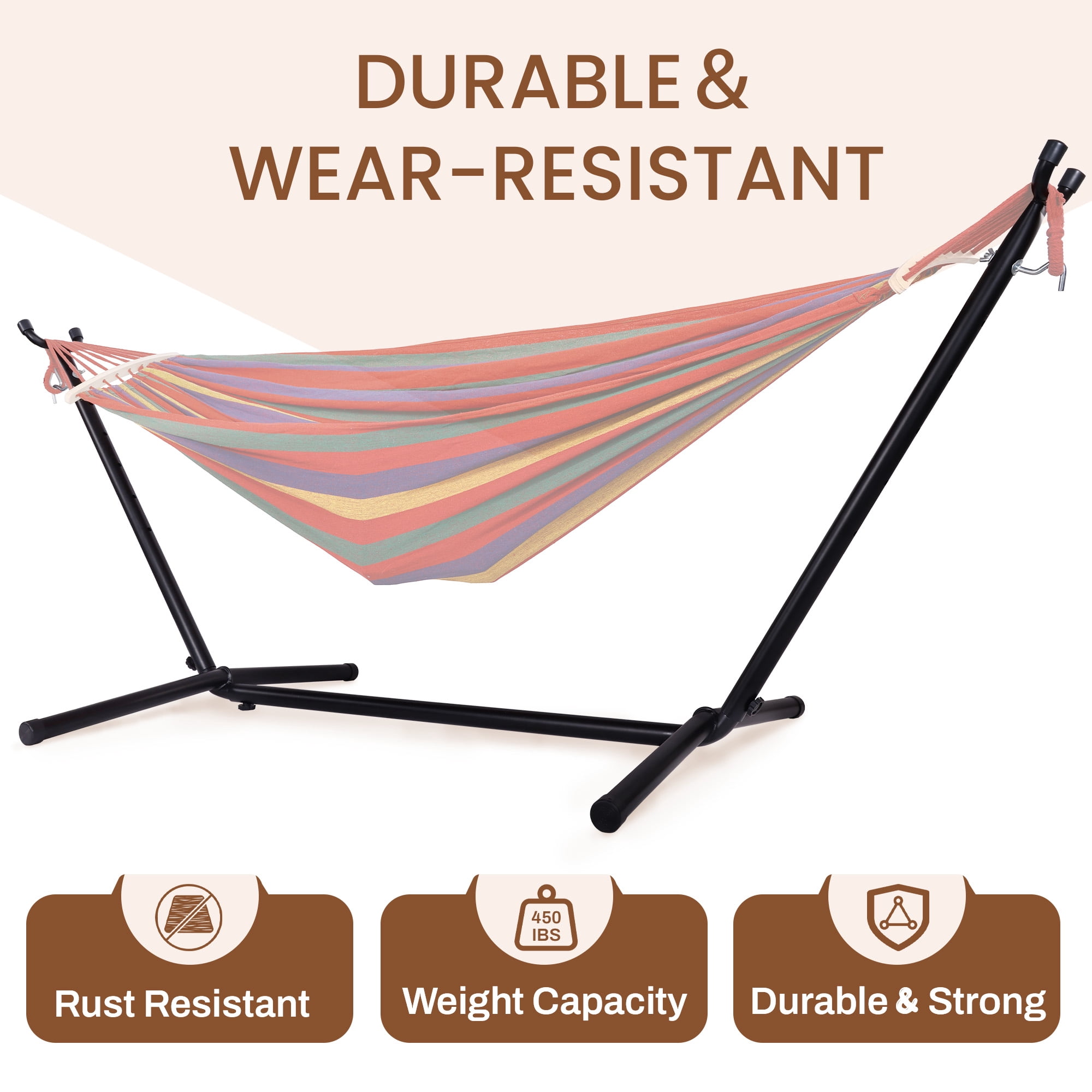 Sustainova 9 FT Adjustable Hammock Stand, Heavy-Duty Steel Frame with 450 LB Capacity, Weather-Resistant Outdoor Hammock Holder