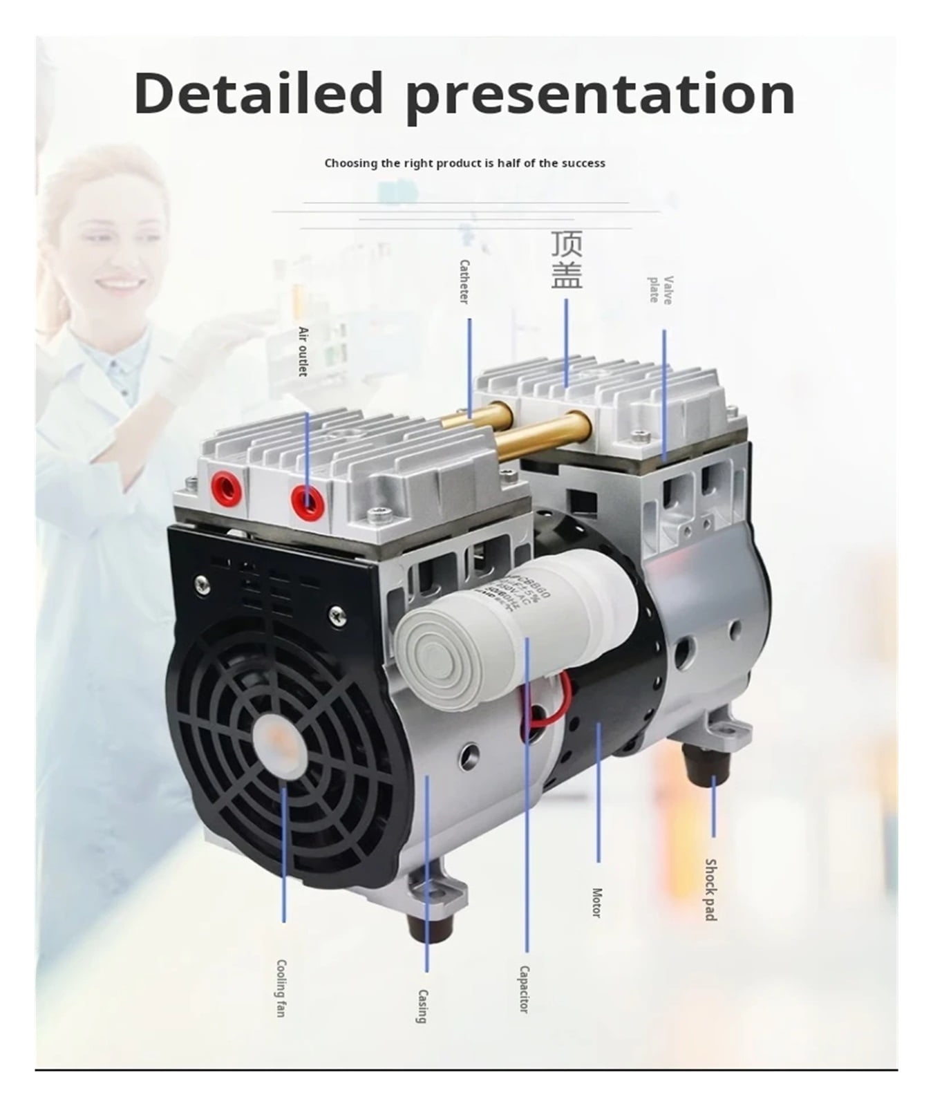 Oil Free Vacuum Pump, Industrial Vacuum Laboratory, Small Piston Negative Pressure Pump, Small Silent Vacuum Machine ,Widely Use