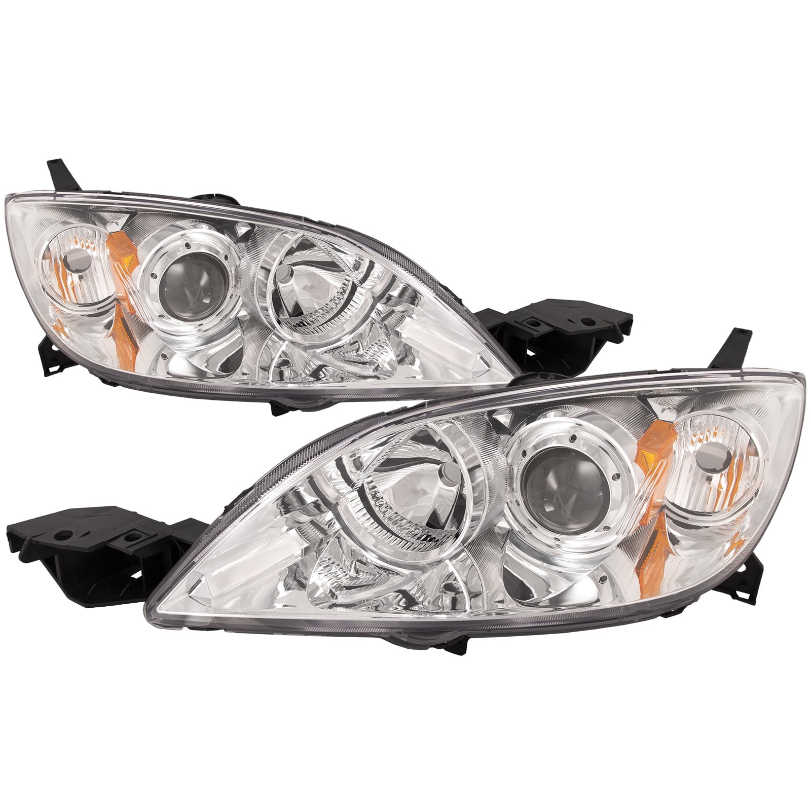 PERDE Chrome Headlight Set Fits 2004-2009 Mazda 3 Hatchback MPS