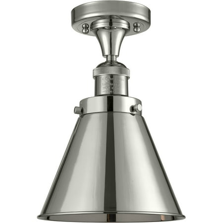 

Polished Nickel Tone Semi Flush 8 Wide Steel/Cast Brass Medium Base LED 1 Light Fixture