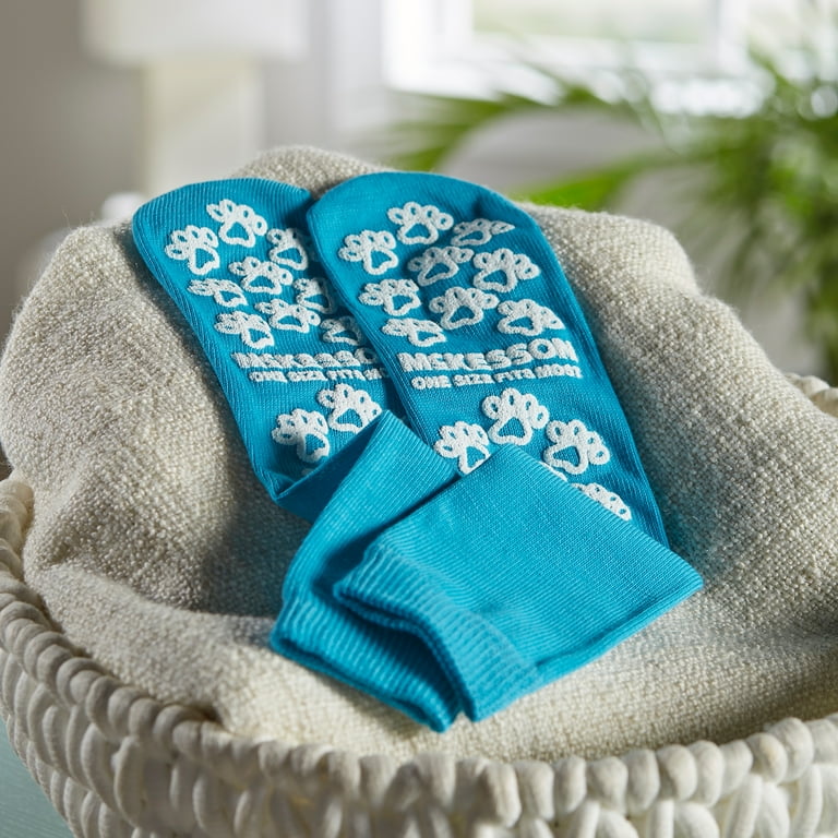 McKesson Slipper Socks, Non-Slip Grip Hospital Socks - Teal, One Size, 1  Pair