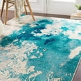 thumbnail image 3 of Mark&Day Area Rugs, 2x8 Perpignan Modern Aqua Runner Area Rug, Blue Taupe Cream Carpet for Hallway, Kitchen, Bedroom or Living Room (2'2" x 7'7" Runner), 3 of 7