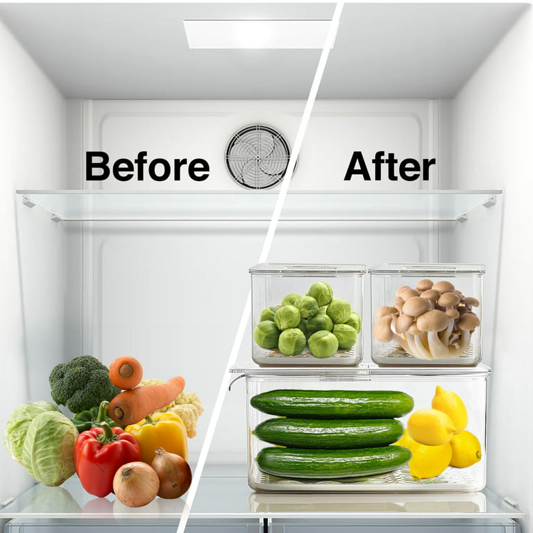 Produce Saver Containers for Refrigerator - Stackable Food Storage