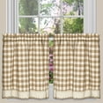 thumbnail image 2 of Achim Buffalo Check Rod Pocket Light Filtering Curtain Tier Pair, Taupe, 58" x 24", 2 of 6