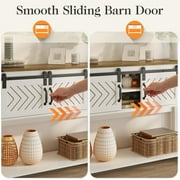 CozyHom Console Table With Storages&Shelves, Side Entryway Table With Sliding Barn Doors for Office, Bedroom, White-Brown