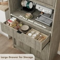 thumbnail image 6 of Tall Kitchen Pantry Cabinet, 70" Storage Cabinet with Countertop Shelf and Drawer, Freestanding Fluted Kitchen Hutch Cupboard for Dining Room, Living Room，Grey, 6 of 8